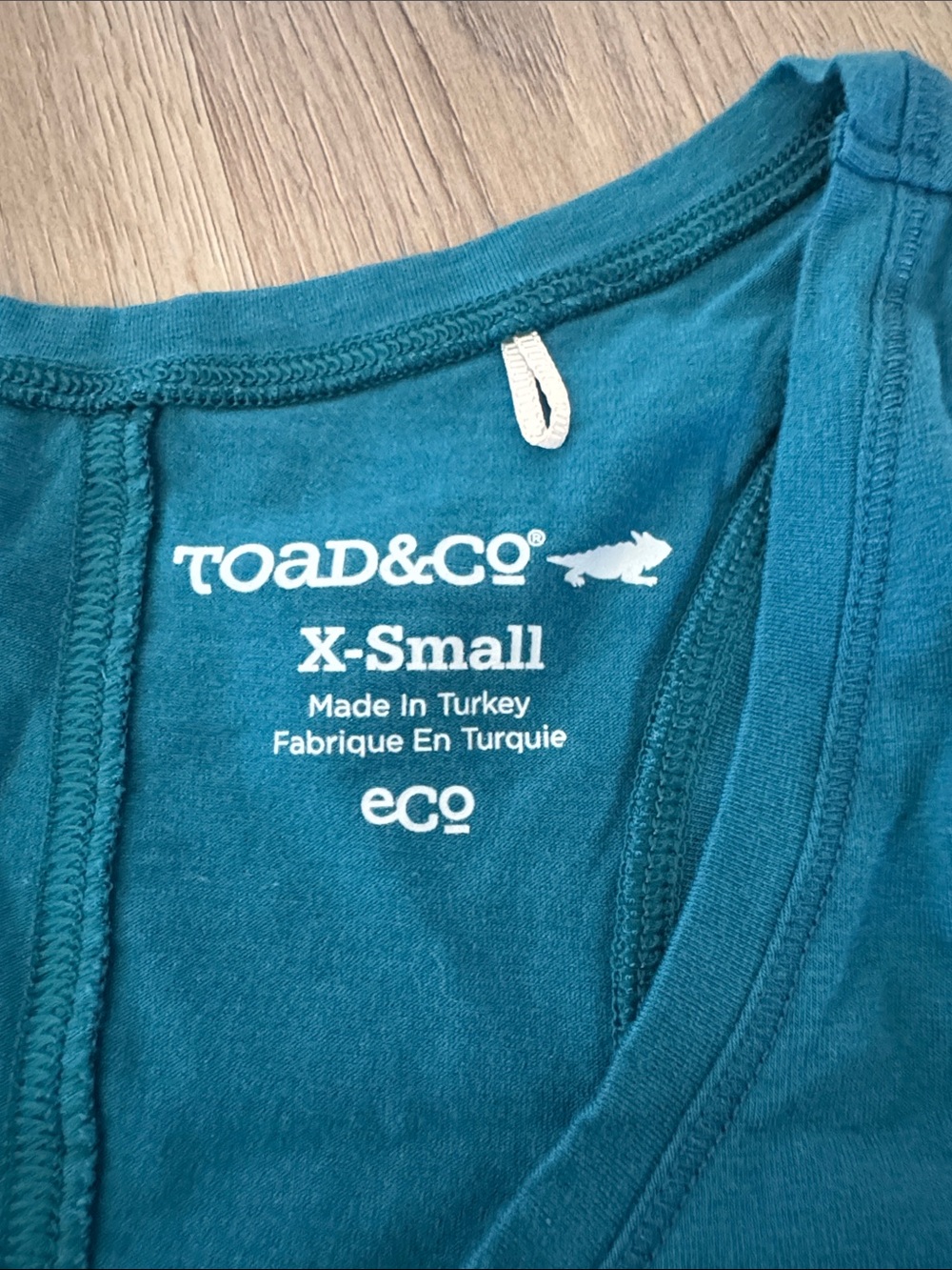 Toad&Co Teal Racerback Tank with Patterned Hem - Picture 2 of 6